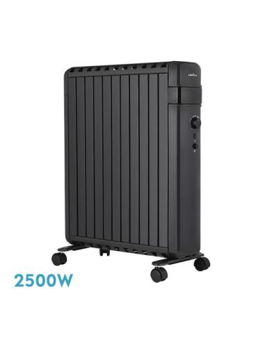 Radiador Aceite Polonia 2500w Negro Aletas Cerradas 11elementos 3potencias Antivuelco Protec.segurid.63,5x52,5x24,5cm