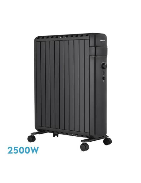 Radiador Aceite Polonia 2500w Negro Aletas Cerradas 11elementos 3potencias Antivuelco Protec.segurid.63,5x52,5x24,5cm