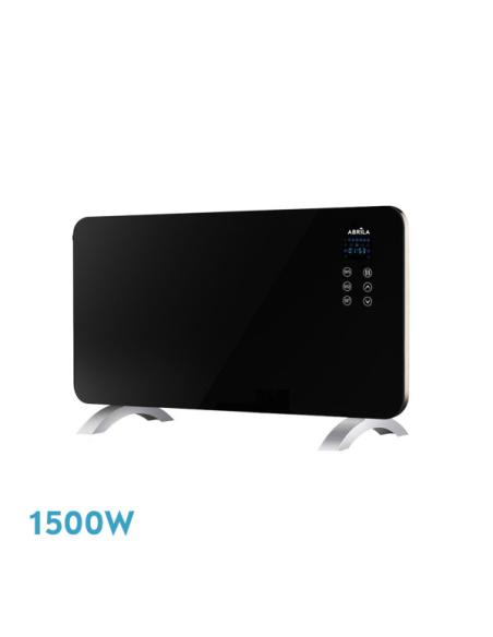 Emisor Termico Cristal Himalaya 1500w Negro 2pot encias Xaluminio,remoto,temporizador,ip24 38x76x6,86 Cm
