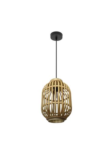 Colgante Diezma Negro/bambu Natural 1xe27 Regx24x 24 Cm
