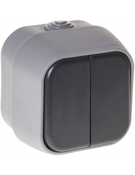 Interruptor Doble  Bert Ip54 Gris 7x7x5 Cm