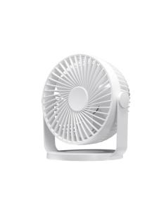 Miniventilador Sobremesa Bretaña Blanco 5w 3+1velocidades Recargable Alimentacion Usb Orientable 5aspas 17x15x11,5cm