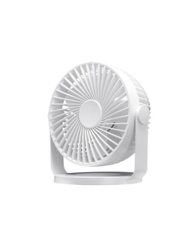 Miniventilador Sobremesa Bretaña Blanco 5w 3+1velocidades Recargable Alimentacion Usb Orientable 5aspas 17x15x11,5cm