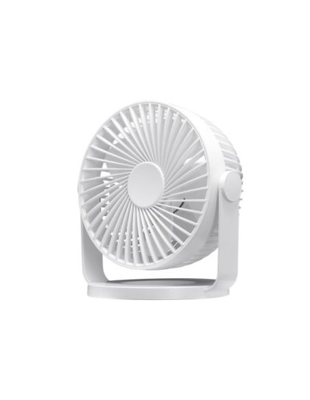 Miniventilador Sobremesa Bretaña Blanco 5w 3+1velocidades Recargable Alimentacion Usb Orientable 5aspas 17x15x11,5cm