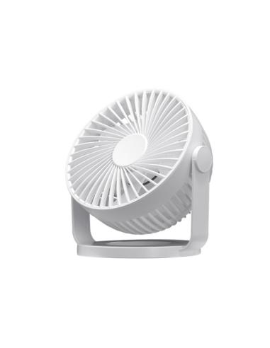 Miniventilador Sobremesa Bretaña Blanco 5w 3+1velocidades Recargable Alimentacion Usb Orientable 5aspas 17x15x11,5cm