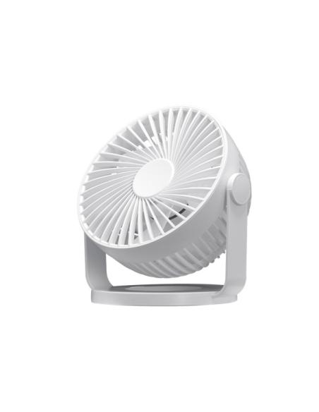 Miniventilador Sobremesa Bretaña Blanco 5w 3+1velocidades Recargable Alimentacion Usb Orientable 5aspas 17x15x11,5cm