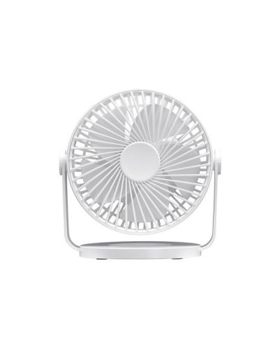 Miniventilador Sobremesa Bretaña Blanco 5w 3+1velocidades Recargable Alimentacion Usb Orientable 5aspas 17x15x11,5cm