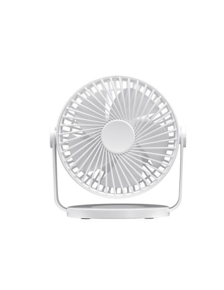 Miniventilador Sobremesa Bretaña Blanco 5w 3+1velocidades Recargable Alimentacion Usb Orientable 5aspas 17x15x11,5cm