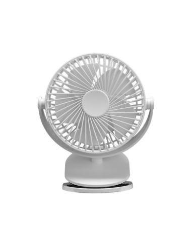 Ventilador Sobremesa C/pinza Peñafiel Blanco 5w 3+1vel Recargable Alimentacion Usb 5aspas Motor Dc 18x16x13cm Inalambrico