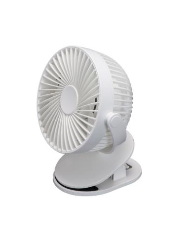 Ventilador Sobremesa C/pinza Peñafiel Blanco 5w 3+1vel Recargable Alimentacion Usb 5aspas Motor Dc 18x16x13cm Inalambrico