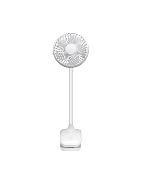 Ventilador Sobremesa C/pinza Sines Blanco 5w 3+1velocidades Recargable Alimen.usb 5asp Motor Dc 36x12,5x11,5cm Inalambrico