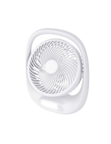 Ventilador Inalambrico Sobremesa Aguila Blanco 5w 3vel Recargable C/luz, Alim.usb Orientable 180º 3asp 30x25x8 CM