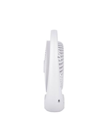 Ventilador Inalambrico Sobremesa Aguila Blanco 5w 3vel Recargable C/luz, Alim.usb Orientable 180º 3asp 30x25x8 CM