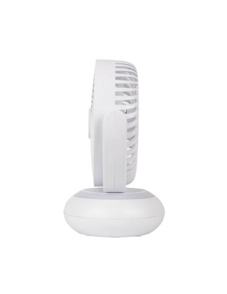 Ventilador Inalambrico Sobremesa Bengali Blanco 5w 3vel Recargable C/luz, Aliment.USB, Fijo Y Rotatorio 3Aspas 27x23x16cm