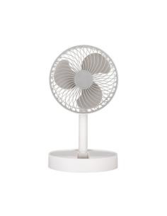 Ventilador Inalambrico Dc Portatil Jerico Blanco/gris 5w 3vel Recargable, Alim.usb, Orientable 3aspas Regx17x17cm