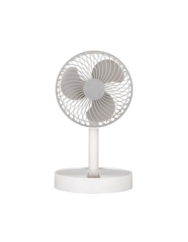 Ventilador Inalambrico Dc Portatil Jerico Blanco/gris 5w 3vel Recargable, Alim.usb, Orientable 3aspas Regx17x17cm