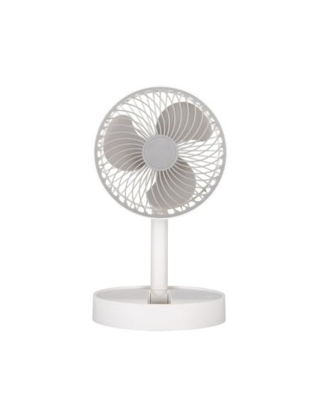 Ventilador Inalambrico Dc Portatil Jerico Blanco/gris 5w 3vel Recargable, Alim.usb, Orientable 3aspas Regx17x17cm