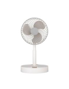 Ventilador Inalambrico Dc Portatil Jerico Blanco/gris 5w 3vel Recargable, Alim.usb, Orientable 3aspas Regx17x17cm 2