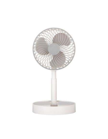 Ventilador Inalambrico Dc Portatil Jerico Blanco/gris 5w 3vel Recargable, Alim.usb, Orientable 3aspas Regx17x17cm
