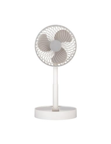 Ventilador Inalambrico Dc Portatil Jerico Blanco/gris 5w 3vel Recargable, Alim.usb, Orientable 3aspas Regx17x17cm