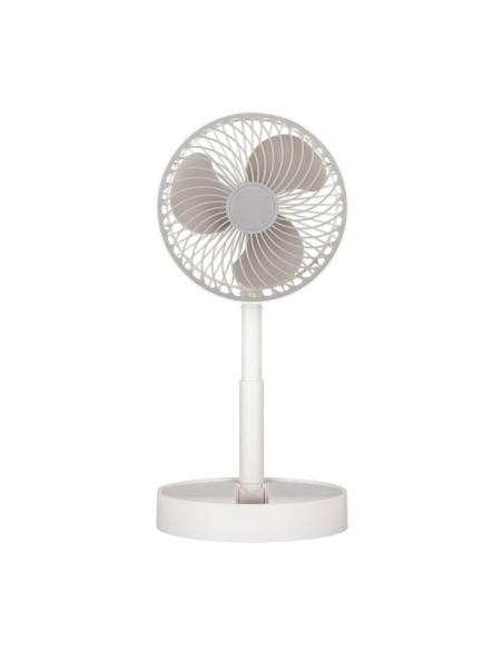 Ventilador Inalambrico Dc Portatil Jerico Blanco/gris 5w 3vel Recargable, Alim.usb, Orientable 3aspas Regx17x17cm