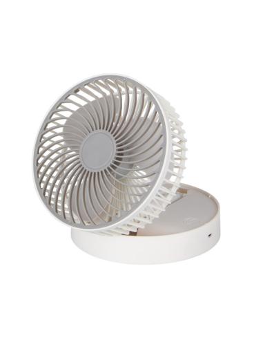 Ventilador Inalambrico Dc Portatil Jerico Blanco/gris 5w 3vel Recargable, Alim.usb, Orientable 3aspas Regx17x17cm