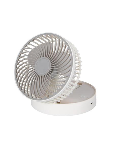 Ventilador Inalambrico Dc Portatil Jerico Blanco/gris 5w 3vel Recargable, Alim.usb, Orientable 3aspas Regx17x17cm