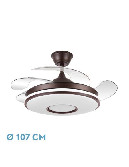 Ventilador Dc Dani 59w 6980lm Marron 4 Aspas desp.107d 3000-4000-6000k Remoto, Reg.intensidad, Memoria Y Temporizador