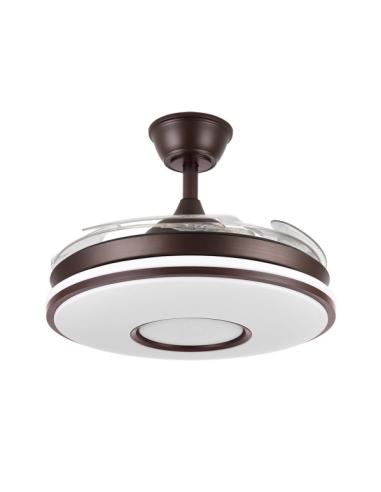 Ventilador Dc Dani 59w 6980lm Marron 4 Aspas desp.107d 3000-4000-6000k Remoto, Reg.intensidad, Memoria Y Temporizador