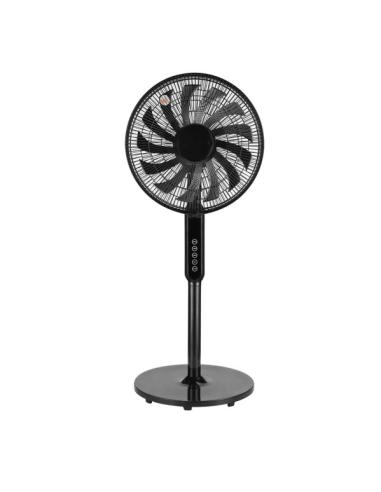Ventilador De Pie Torbellino Negro 3velocidades 60w 13aspas Regx41x41 Display Oscilante, Remoto, Temporizador