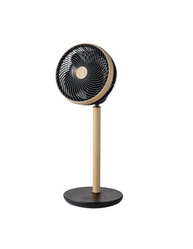 Ventilador De Pie Colibri Negro/madera 25w 12vel 70x28,5x28,5cm 3asp Motor Dc C/remoto Y Temporizador