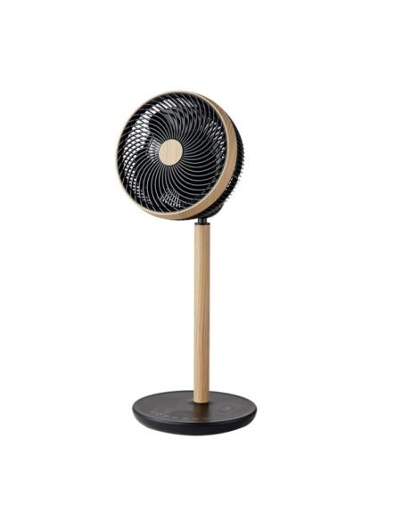 Ventilador De Pie Colibri Negro/madera 25w 12vel 70x28,5x28,5cm 3asp Motor Dc C/remoto Y Temporizador