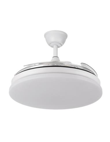 Ventilador Dc Tridente 59w Blanco 4aspas Desp.107d 6980lm Reg.intensidad Remoto+temporizador+memoria 3000-4000-6000k