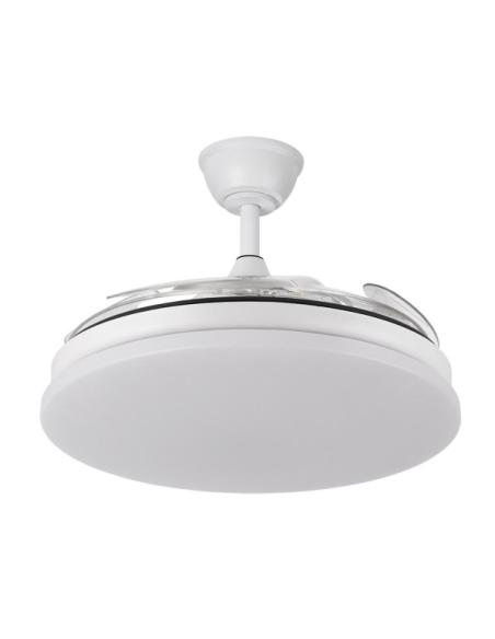 Ventilador Dc Tridente 59w Blanco 4aspas Desp.107d 6980lm Reg.intensidad Remoto+temporizador+memoria 3000-4000-6000k