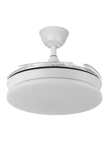 Ventilador Dc Tridente Mini 59w Blanco 4aspas Desp. 91d 6980lm Reg.intensidad Remoto+temporizador+memoria 3000-4000-6000k