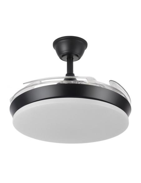 Ventilador Dc Tridente Mini 59w Negro 4aspas Desp.91d 6980lm Reg.intensidad Remoto+temporizador+memoria 3000-4000-6000k
