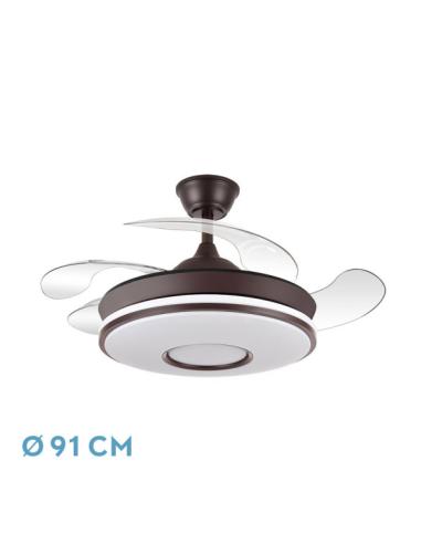 Ventilador Dc Dani Mini 59w Marron 4asp 91d 6980lm 3000-4000-6000k Reg.intensidad Remoto,memoria,temporizador