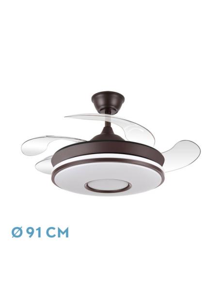 Ventilador Dc Dani Mini 59w Marron 4asp 91d 6980lm 3000-4000-6000k Reg.intensidad Remoto,memoria,temporizador
