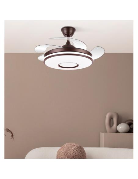 Ventilador Dc Dani Mini 59w Marron 4asp 91d 6980lm 3000-4000-6000k Reg.intensidad Remoto,memoria,temporizador