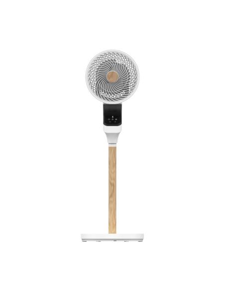 Ventilador Pie Bizancio Blanco/haya 50w 3velocidades 95x30x30 Oscilante,tactil Display,remoto,temporizador