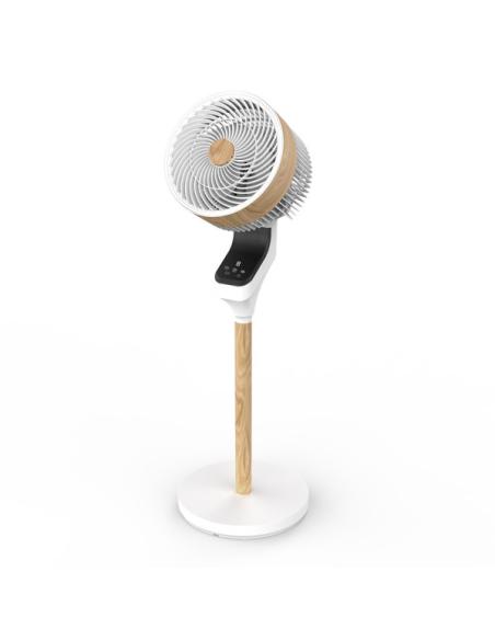 Ventilador Pie Bizancio Blanco/haya 50w 3velocidades 95x30x30 Oscilante,tactil Display,remoto,temporizador