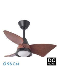 Ventilador Dc Jaguar 30w 3000lm Negro/roble 96d 3aspas 6vel 3000-4500-6500k Remoto+reg.intensidad+memoria+temporizador