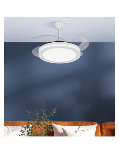 Ventilador Dc Bandido 59w Blanco 4aspas 107d 5900lm 3500-4000-6500k Remoto Y Temporizador