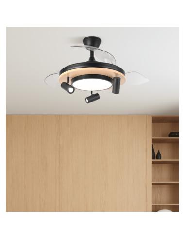 Ventilador Dc Gladiator 37+15w Negro/madera 3asp.107d 3980lm 3000-4500-6500k 2encendidos Indep.Remoto+memoria+temporiz.