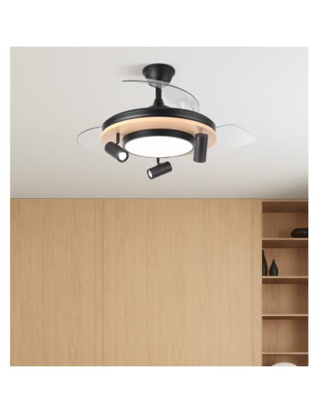 Ventilador Dc Gladiator 37+15w Negro/madera 3asp.107d 3980lm 3000-4500-6500k 2encendidos Indep.Remoto+memoria+temporiz.