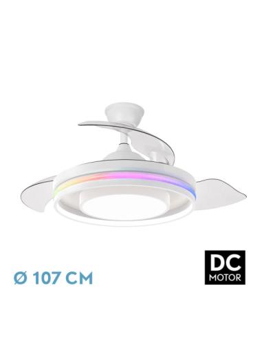 Ventilador Dc Pitufo 57w Blanco 3asp107d 3990lm Rgb +3000-4500-6500k Reg.intensidad+remoto+memo+temporiz