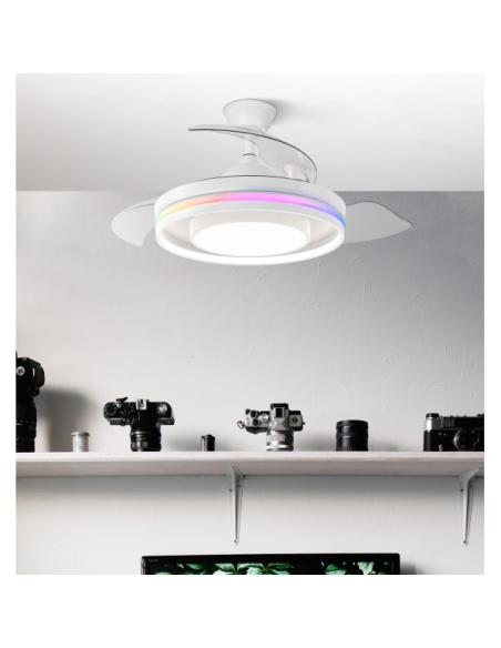 Ventilador Dc Pitufo 57w Blanco 3asp107d 3990lm Rgb +3000-4500-6500k Reg.intensidad+remoto+memo+temporiz