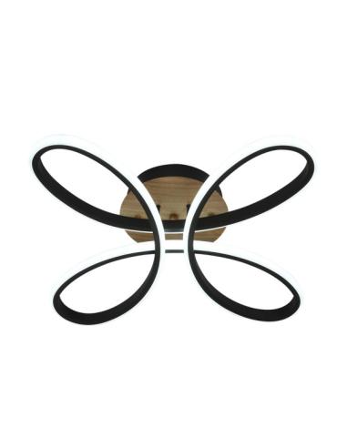 Plafon Bandeira 104w 3000-4000-6500k Negro/madera 11440 Lm C/remoto,memoria Y Reg.intensidad 12x42,5x42,5cm