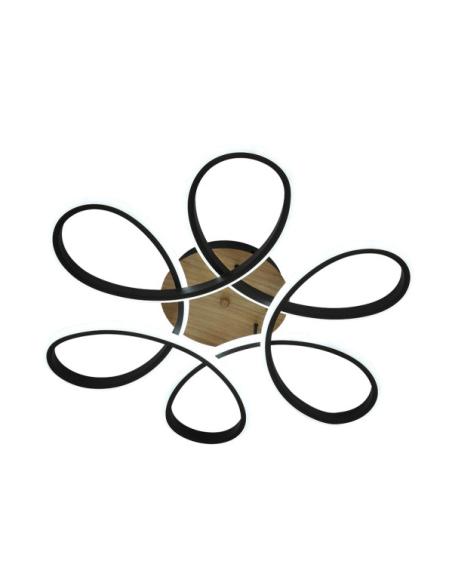 Plafon Bandeira 130w 3000-4000-6500k Negro/madera 14300 Lm C/remoto,memoria Y Reg.intensidad 12x61x61cm