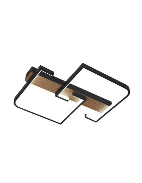 Plafon Frondella 76w 3000-4000-6500k Negro/madera 8360 Lm C/remoto,memoria Y Reg.intensidad 6x45x38cm